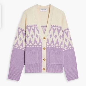 Derek Lam 10 Crosby Bonnie Fair Isle Cardigan in Purple